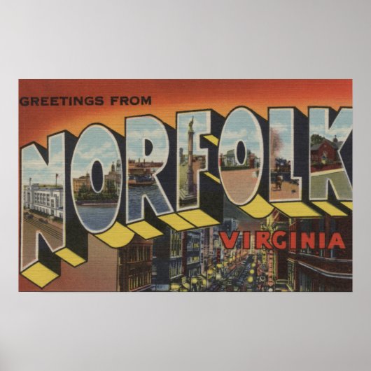 Norfolk, Virginia - Large Letter Scenes Poster (Voorkant)