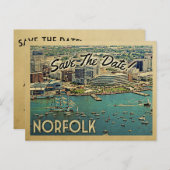 Norfolk Virginia Save the Date Briefkaarten (Voorkant / Achterkant)