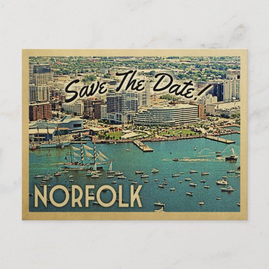 Norfolk Virginia Save the Date Briefkaarten (Voorkant)