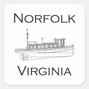 Norfolk Virginia Vintage Maritieme Logo - Tug Boat Vierkante Sticker