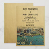 Norfolk Virginia Wedding Invitation  Kaart (Voorkant / Achterkant)