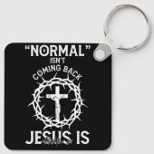 Normaal komt niet terug Jezus Geloof Kruis Revelat Sleutelhanger (Achterkant)