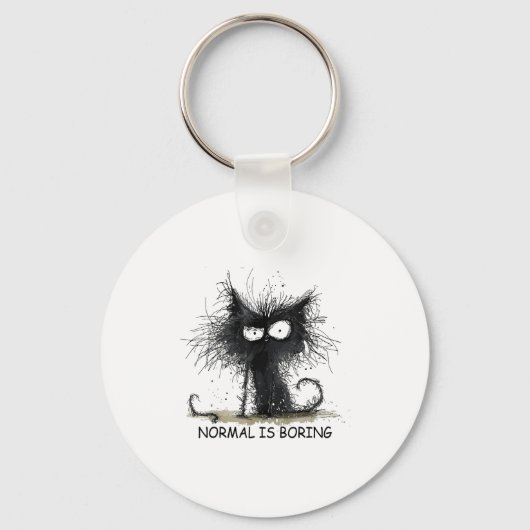 Normal Is Boring Funny Cat Graphic Tee Men Women  Sleutelhanger (Voorkant)
