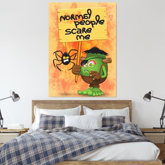 'Normal People Scare Me' Humoureuze Frankenstein Canvas Afdruk (Insitu (Slaapkamer))