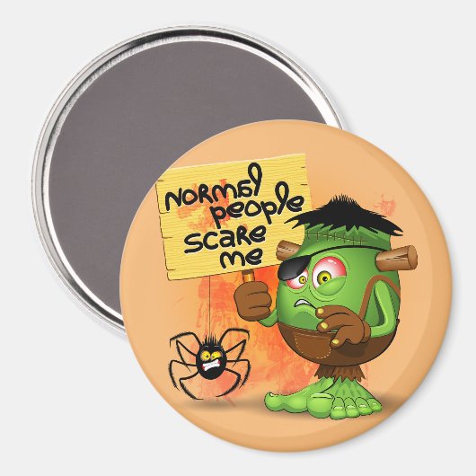 'Normal People Scare Me' Humoureuze Frankenstein Magneet (Voorkant / Achterkant)