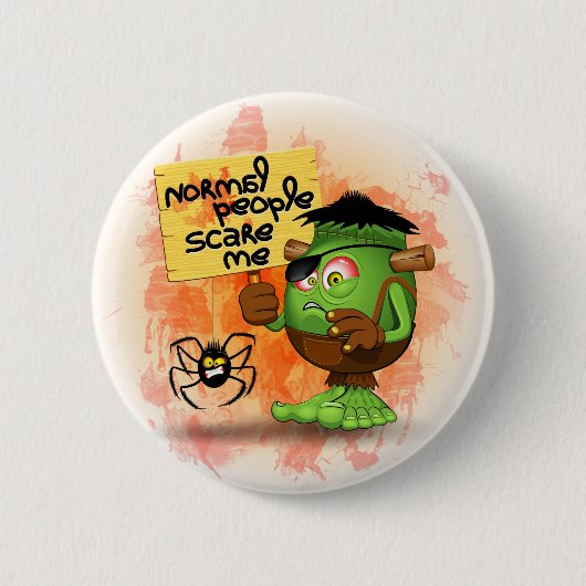 'Normal People Scare Me' Humoureuze Frankenstein Ronde Button 5,7 Cm (Voorkant)