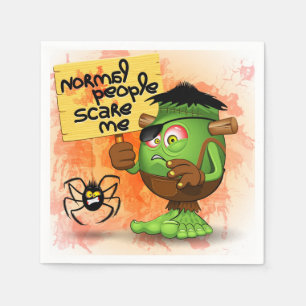 'Normal People Scare Me' Humoureuze Frankenstein Servet