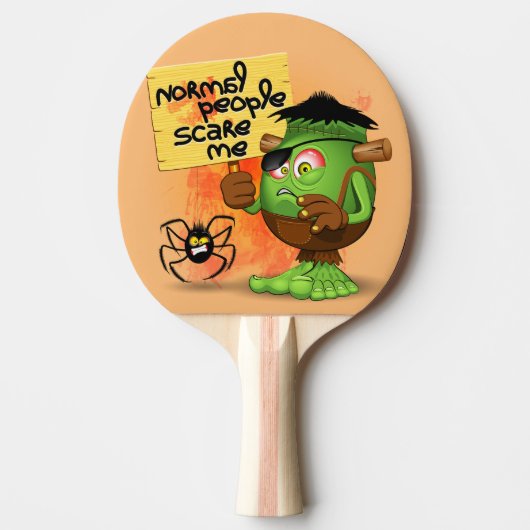 'Normal People Scare Me' Humoureuze Frankenstein Tafeltennisbatje (Voorkant)