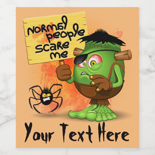 'Normal People Scare Me' Humoureuze Frankenstein Wijn Etiket (Enkel label)