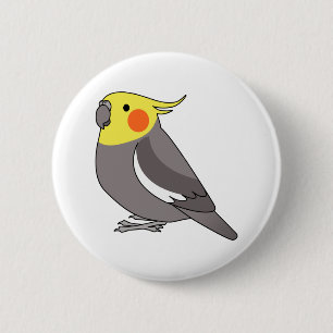Normale grijze cartoon voor cockatielpapegaai ronde button 5,7 cm