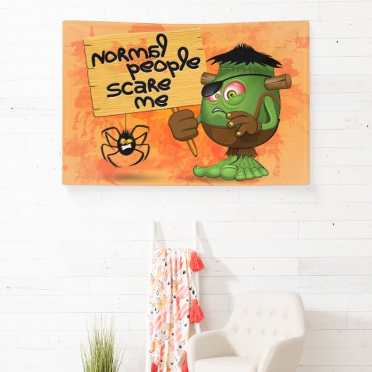 'Normale mensen schrikken me' Frankenstein karakte Spandoek (Insitu)