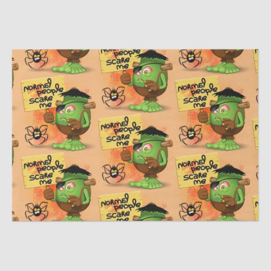 'Normale mensen schrikken me' Frankenstein karakte Tissuepapier (Voorkant)