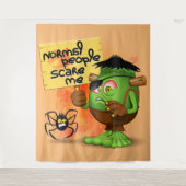 'Normale mensen schrikken me' Frankenstein karakte Wandkleed (Voorkant)