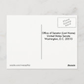 "Normaliseer Integriteit" - Schrijf uw senator Briefkaart (Achterkant)