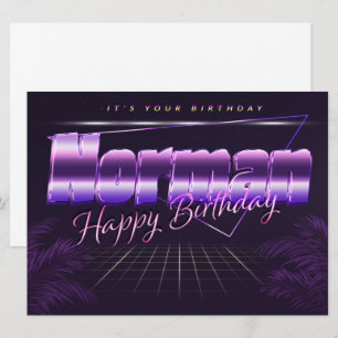 Norman Nom Prénom carte rétro lilas Anniversaire
