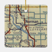 Norman OK Retro Map Keramisch Ornament (Achterkant)