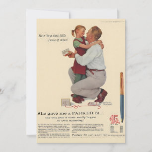 Norman Rockwell Ze gaf me een Parker 61 Pen Magazi Feestdagenkaart