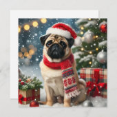 Norman T Pug Christmas Kaart (Voorkant / Achterkant)