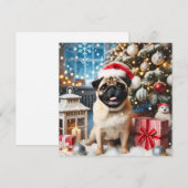 Norman T Pug Sneeuw  Feestdagenkaart (Voorkant / Achterkant)