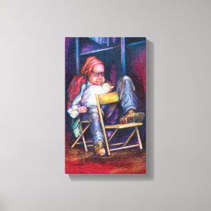 Norman tekent het liefst in zijn slaap canvas afdruk