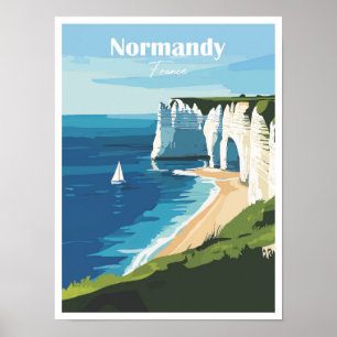 Normandië Frankrijk Kunstwerk Travel Place illustr Poster