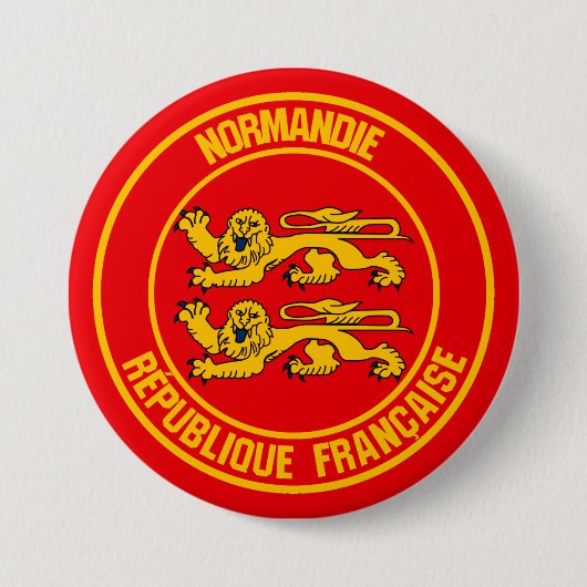 Normandie Round Emblem Ronde Button 7,6 Cm (Voorkant)