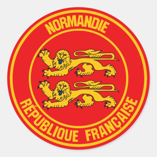 Normandie Round Emblem Ronde Sticker (Voorkant)