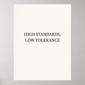 Normes élevées, Tolérance faible Affiche minimalis (Devant)