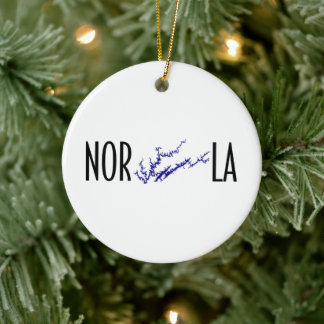 Norris Lake Tennessee Zwarte Blauwe Cirkelkaart Ku Keramisch Ornament