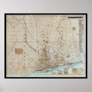 Norristown Map PA Pennsylvanie 1871 Poster