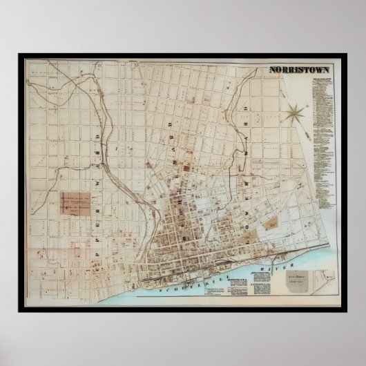 Norristown Map PA Pennsylvanie 1871 Poster (Devant)