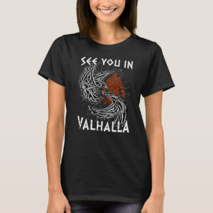 Norse Mythology Odin's Raven ziet je in Valhalla V T-shirt