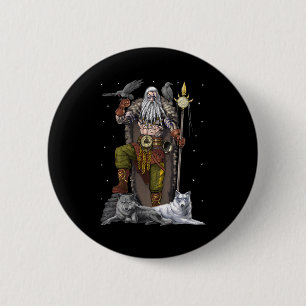 Norse Viking God Odin Ronde Button 5,7 Cm