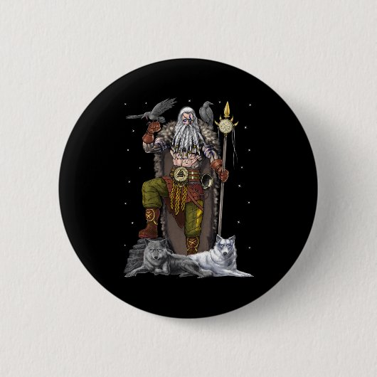 Norse Viking God Odin Ronde Button 5,7 Cm (Voorkant)