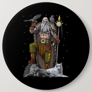 Norse Viking God Odin Ronde Button 6,0 Cm