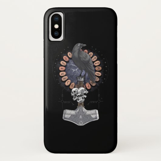 Norse Viking Raven Hammer Case-Mate iPhone Case (Achterkant)