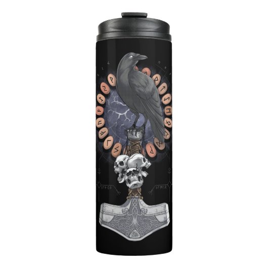 Norse Viking Raven Hammer Thermosbeker (Voorkant)