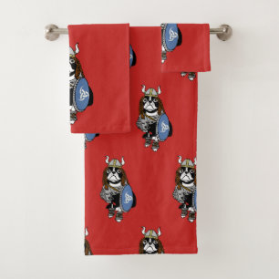 Norse Warrior Boston Terrier dog Bad Handdoek