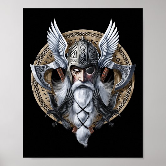 Norse Warrior God Odin Poster (Voorkant)