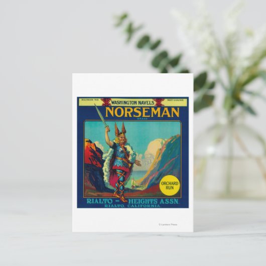 Norseman Oranje LabelRialto, CA Briefkaart (Staand voorkant)