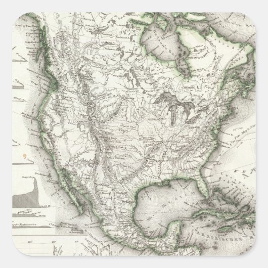 North American Rivers and Mountains Vierkante Sticker (Voorkant)