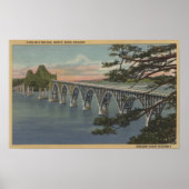 North Bend, Oregon - Coos Bay Bridge Uitzicht Poster (Voorkant)