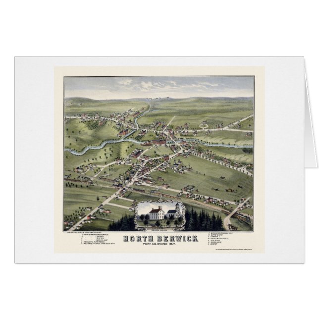 North Berwick, ME Panoramic Map - 1877 (Voorkant Horizontaal)