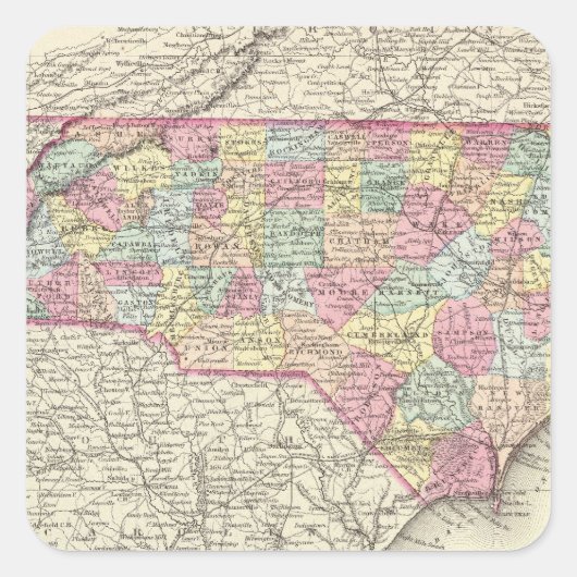North Carolina 4 Vierkante Sticker (Voorkant)