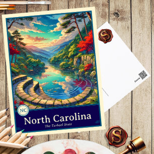 North Carolina Anime Style Cel Shaded Briefkaart