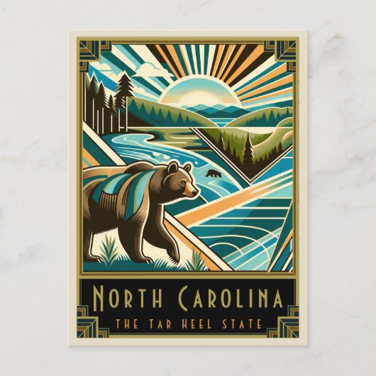 North Carolina | Art. Deco Briefkaart (Voorkant)