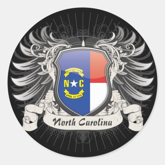 North Carolina Crest Ronde Sticker (Voorkant)
