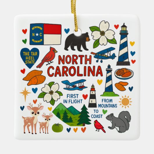 North Carolina Custom Family Trip Christmas Keramisch Ornament (Voorkant)