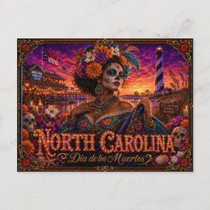 North Carolina Día de los Muertos Retro Briefkaart