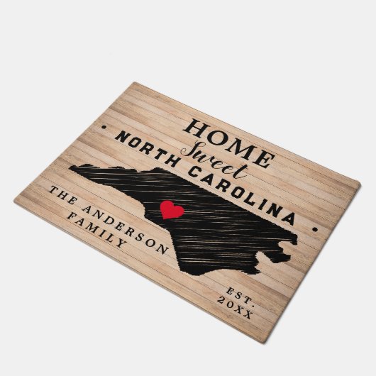North Carolina Home State Kaart USA Minimal Welkom Deurmat (Schuin)